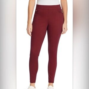 NWT Nine West Women's Heidi Pull On Pants. Burgundy high-waisted skinny leggings